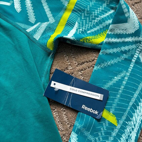 Reebok Cold Weather Compression Shirt Women's S Teal Blue Long Sleeve Mock Neck - Picture 4 of 9